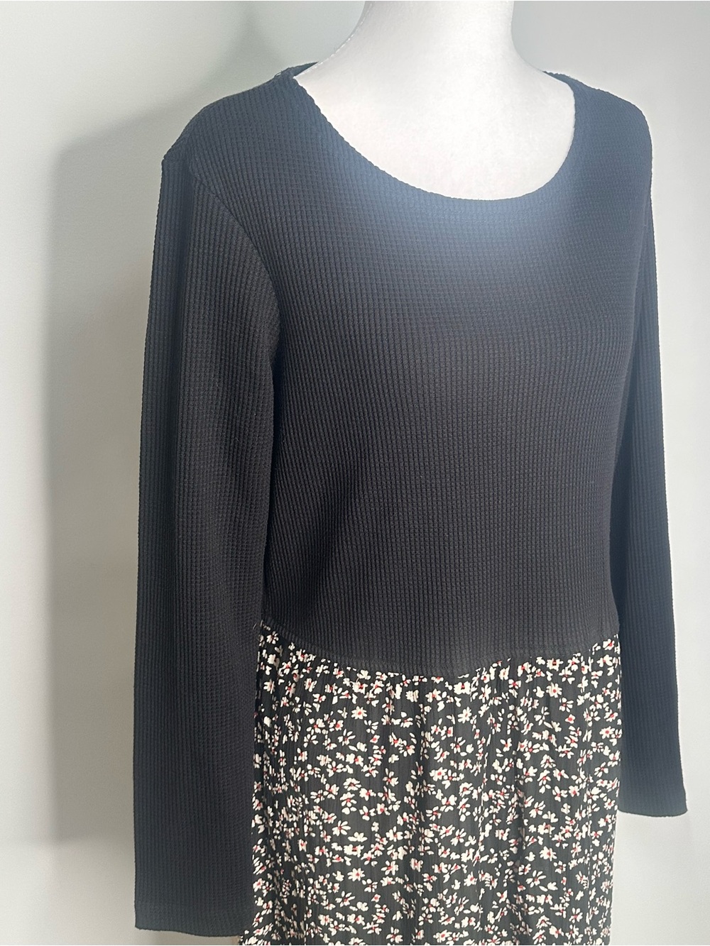 Vintage 90s Maxi Dress Size M Waffle Thermal Knit Midi Grunge dark cottagecore